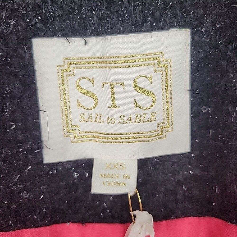 Sail To Sable Womens Coat Size XXS Sequin Tweed Black Jacket NEW Fringe Lined - Picture 14 of 16